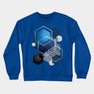 Blue Hexagonal Geometric Crewneck Sweatshirt